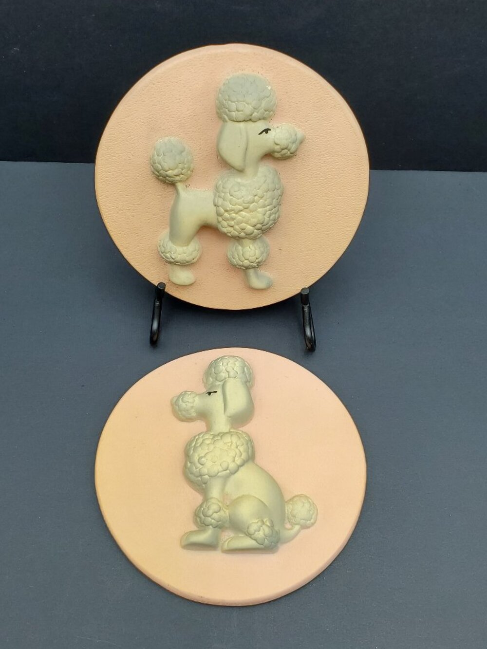 Miller Studio Chalkware Poodle Plaques 1950's Chalk Poodles Wall Hangings